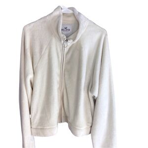 Hollister Cream Teddy Jacket Soft Zip-Up size Large